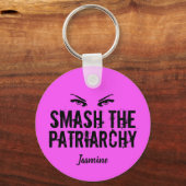 Kleef de gepersonaliseerde roze feminist van het p sleutelhanger (Voorkant)