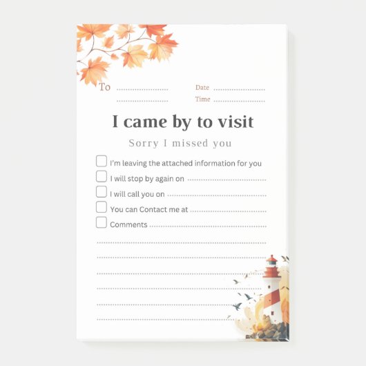 Kleefbrief voor terugkerend bezoek met vuurtoren - post-it® notes (Voorkant)