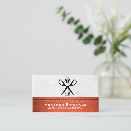 Kleermaakersschaar | Logo van naaimachine Visitekaartje (Staand voorkant)