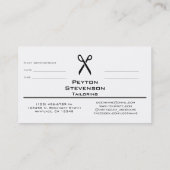 Kleermaker of kledingmaker afsprakenkaartje (Achterkant)