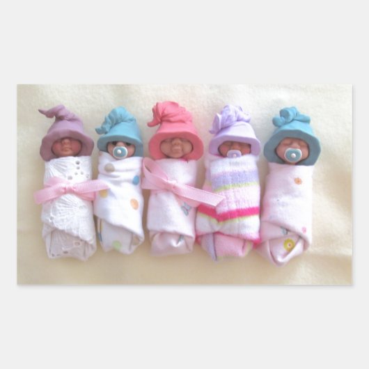 Klei baby's, Elf Petten, Slapen, Swaddled, Schatti Rechthoekige Sticker (Voorkant)