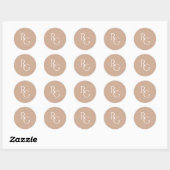 Klei | Chic Eenvoudige Initialen Ronde Sticker (Vel)