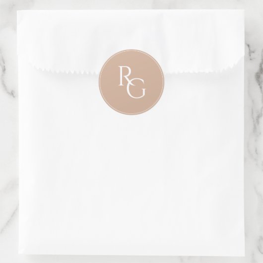 Klei | Chic Eenvoudige Initialen Ronde Sticker (Tas)