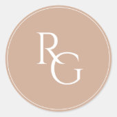 Klei | Chic Eenvoudige Initialen Ronde Sticker (Voorkant)