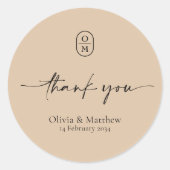 Klei | Chic & Modern Trouw Monogram Ronde Sticker (Voorkant)