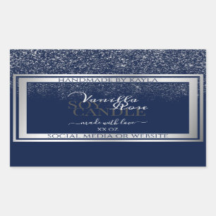 Klei-donkerblauw en zilverkleurige etiketten voor 