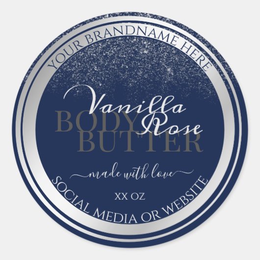 Klei-donkerblauw en zilverkleurige etiketten voor (Voorkant)