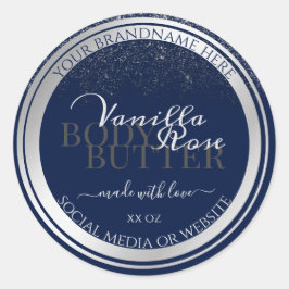 Klei-donkerblauw en zilverkleurige etiketten voor 