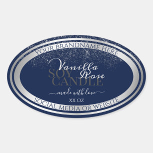 Klei-donkerblauw en zilverkleurige etiketten voor 