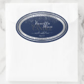 Klei-donkerblauw en zilverkleurige etiketten voor  (Tas)