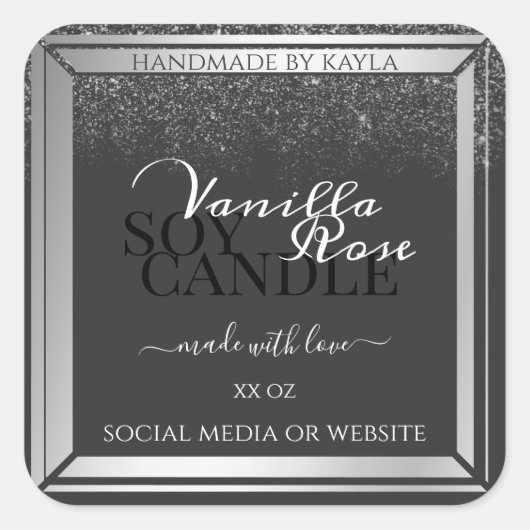 Klei-donkergrijze en zilverkleurige etiketten voor (Voorkant)