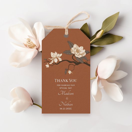 Klei Elegante  Magnolia bruiloft Dank u Cadeaulabel