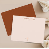 Klei en Beige Monogram Typografie Eenvoudig Notitiekaartje