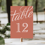 Klei en wit Elegant Script Table Numbers Kaart<br><div class="desc">Eenvoudige en elegante lijstaantalkaarten met een het manuscriptdoopvont van de calligrafiestijl. Pas elke kaart aan met uw tabelnummers om het even welke groottrouwerij of feestdag aan te passen. Klik op Aanpassen om het aantallettertype en de kleur van het getal te wijzigen of de achtergrondkleur te wijzigen in creëer uw eigen...</div>