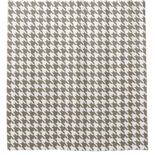 Klei en Witte Houndstooth Patroon Douchegordijn (Voorkant)