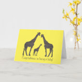 Klei Giraffe Silhouetten Kaart (Gele Bloem)