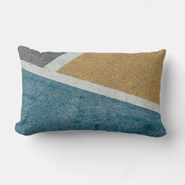 Klei grijs, geel en blauw geverfde beweging van kl kussen (Voorkant)