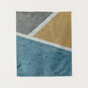 Klei grijs, geel en blauw geverfde beweging van kl wandkleed