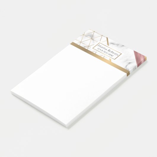 Klei met gouden rozen en goudgegevens post-it® notes (Schuin)