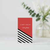 Klei Moderne geometrische, rode, zwarte witte stre Visitekaartje (Staand voorkant)