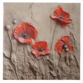 Klei papavers - tegeltje (Voorkant)