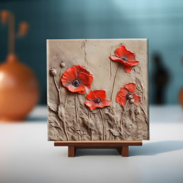 Klei papavers - tegeltje