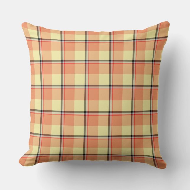 Klei-steen en Morning Mist Plaid Kussen (Voorkant)