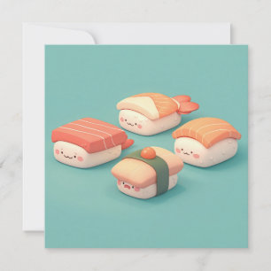 Klei Sushi Nigiri Variatie Schaal Ansichtkaart