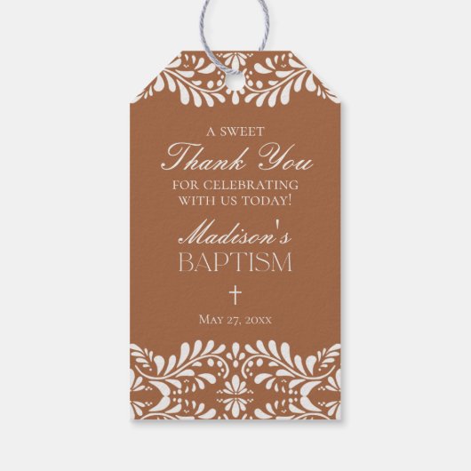 Klei Talavera Tegel Spaans Feest Doop Favoren Cadeaulabel (Achterkant)