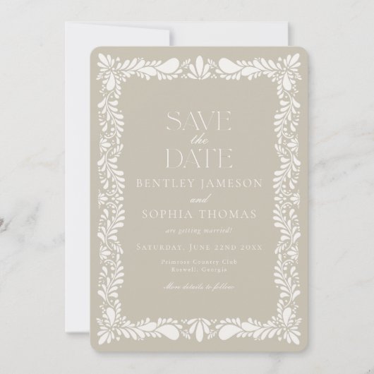 Klei Talavera Tegel Spaanse Fiesta Bewaar de Datum Kaart (Voorkant)