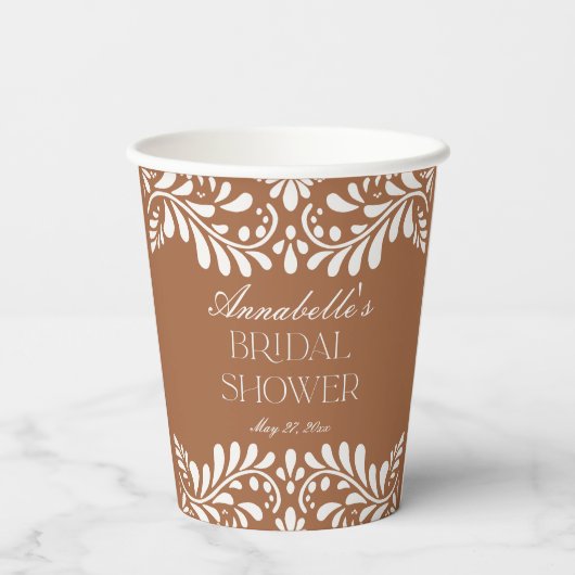 Klei Talavera Tegel Spaanse Fiesta Bruidsmeisjesfe Papieren Bekers (Achterkant)