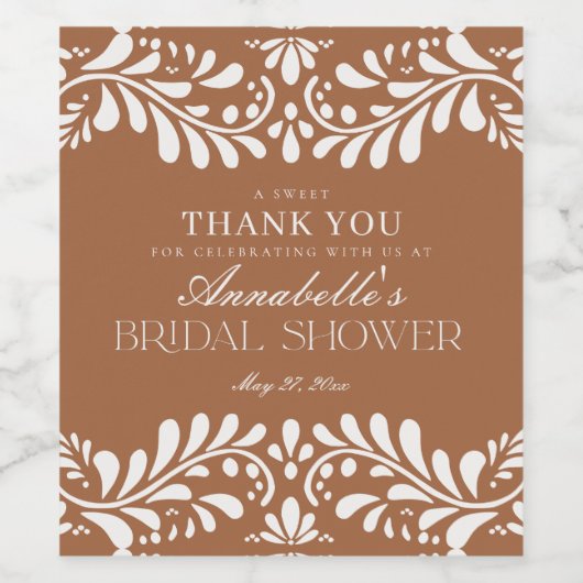 Klei Talavera Tegel Spaanse Fiesta Bruidsmeisjesfe Wijn Etiket (Enkel label)