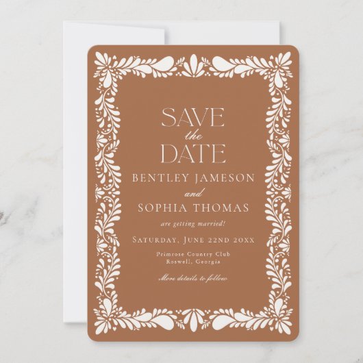 Klei Talavera Tegel Spaanse Fiesta Save the Date Kaart (Voorkant)