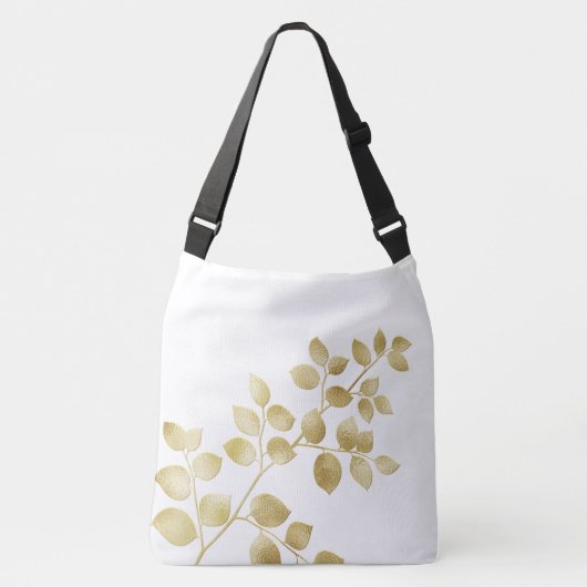 Klei wit met gouden bladeren, kruisstukzak crossbody tas (Voorkant)