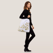 Klei wit met gouden bladeren, kruisstukzak crossbody tas (Op model)