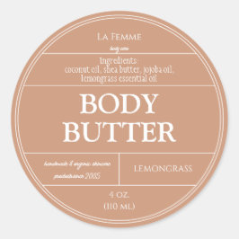 Klei & Witte Boho Cosmetisch Productlabel Ronde Sticker