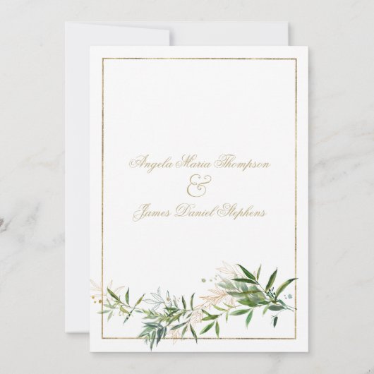 Klei-witte groene goudglitter-naaldhout kaart (Achterkant)