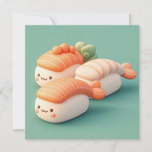 Klei Zalm en Garnaal Sushi Trio Ansichtkaart