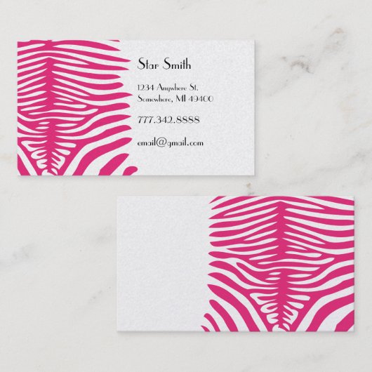Klei-Zebra huid op elke kleurstof Kaart Fuchsia Visitekaartje (Voorkant / Achterkant)