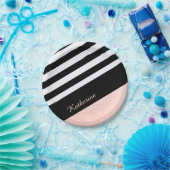 Klei zwart-wit roos goudglitter papieren bordje (Feest)