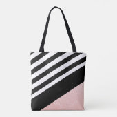 Klei zwart-wit roos goudglitter tote bag (Achterkant)