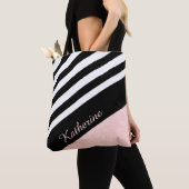 Klei zwart-wit roos goudglitter tote bag (Dichtbij)