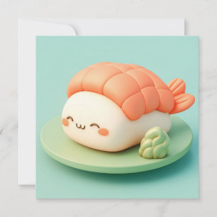 Kleiaar Garnalen Nigiri Sushi met Wasabi Briefkaar