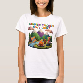 Kleikunst “Kampvuurcalorieën tellen niet” scène T-shirt