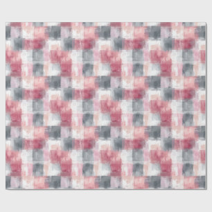 Klein abstract gingham roze en grijs cadeaupapier