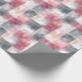 Klein abstract gingham roze en grijs cadeaupapier (Hoek)