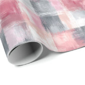 Klein abstract gingham roze en grijs cadeaupapier (Rol Hoek)