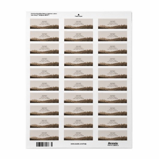 Klein adreslabel voor rustieke bruiloft in de berg etiket (Full Sheet)