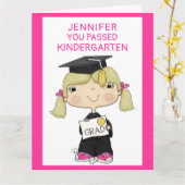 Klein Afstuderen meisje met blond haar groot Kaart (Gele Bloem)