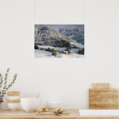 Klein alpendorp in de sneeuw poster (Keuken)